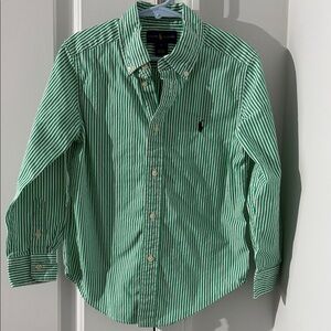 Ralph Lauren Green and White Striped Shirt